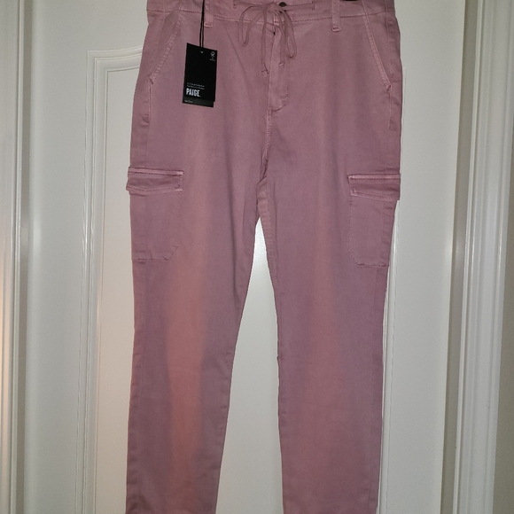PAIGE CHRISTY VINTAGE GARDEN ROSE PINK DENIM HIGH RISE CARGO JEANS NWT SIZE 10 - Picture 12 of 13